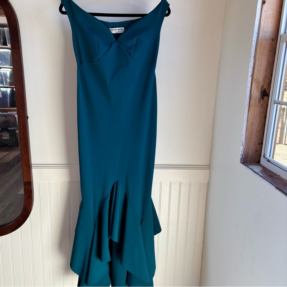 Chiara Boni La Petite Robe Dress Fit and Flare Teal Size 8/44 - Picture 2 of 16